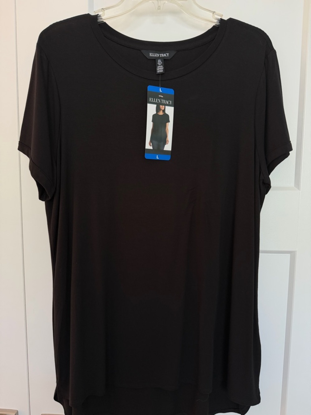 Ellen Tracy Black Short Sleeve Tunic Top